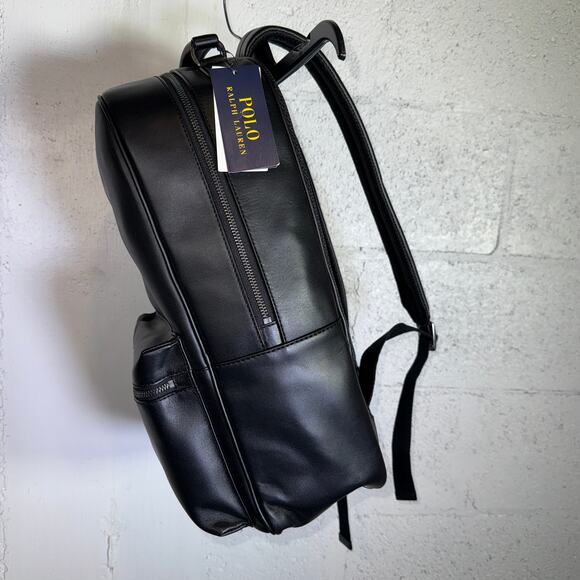 Polo Ralph Lauren Men's Smooth Leather Backpack black $348 - Picture 8 of 15